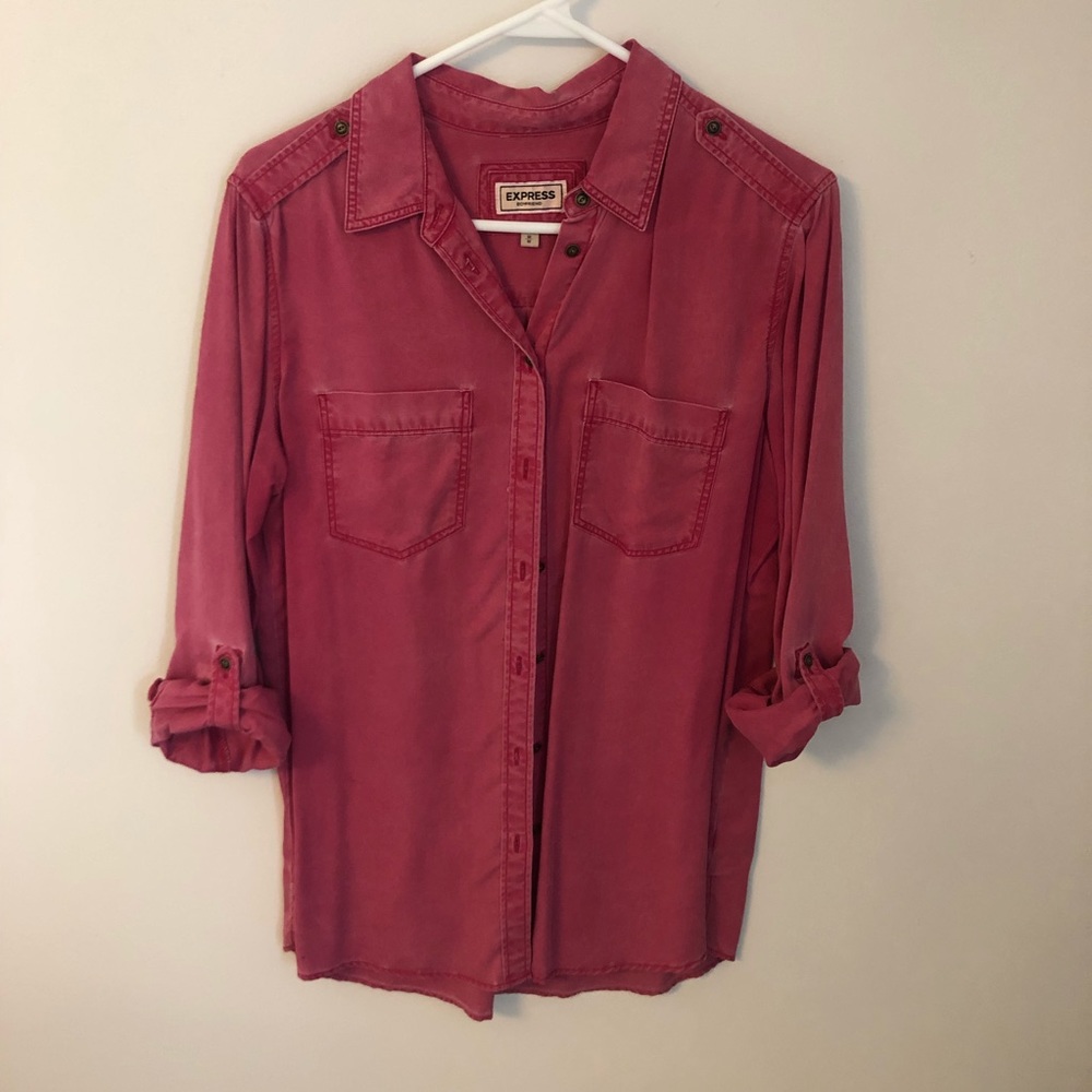 Express distressed boyfriend utility shirt